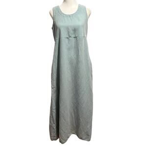 Bowman New York Size Sleeveless Maxi Dress Light Green Blue FLAW